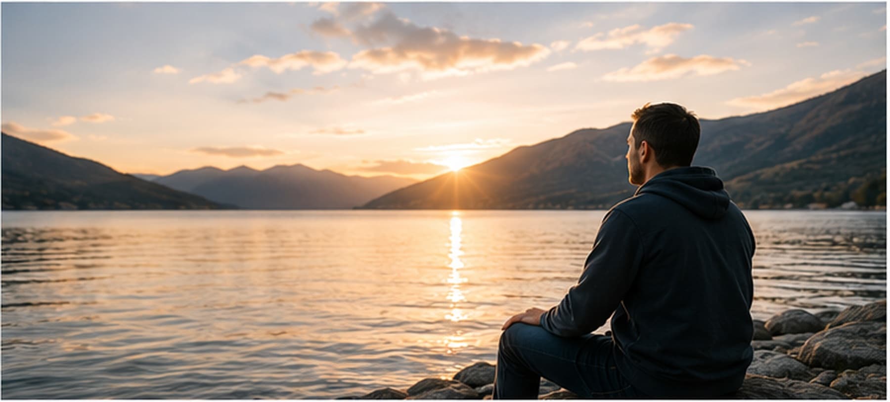 A calm landscape at sunset